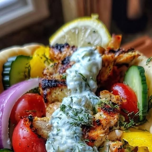 Mediterranean Chicken Gyros with Creamy Feta Tzatziki