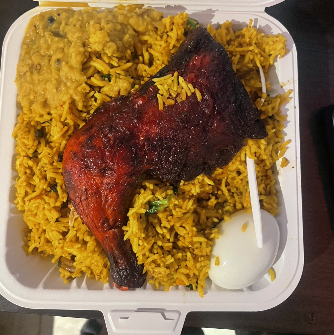Tandoori Chicken with Yellow Rice and Lentil Curry