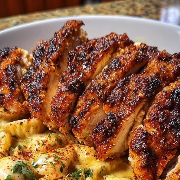 Cajun Chicken with Creamy Parmesan Shell Pasta