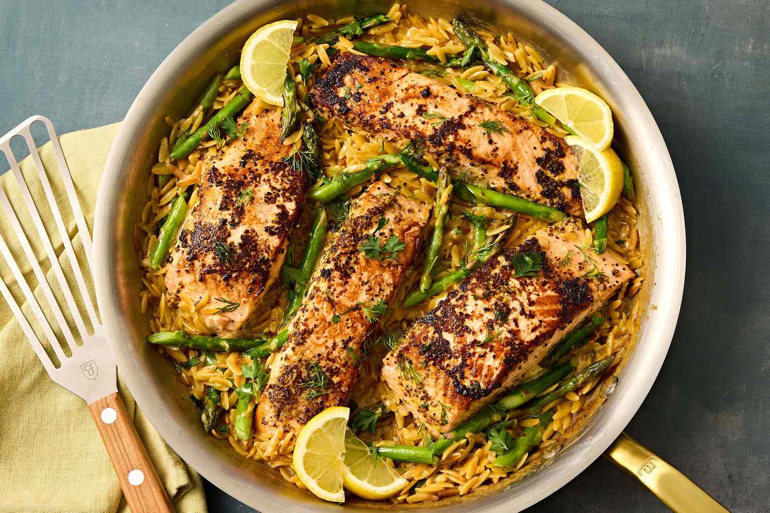 Lemony Salmon-Orzo Bake