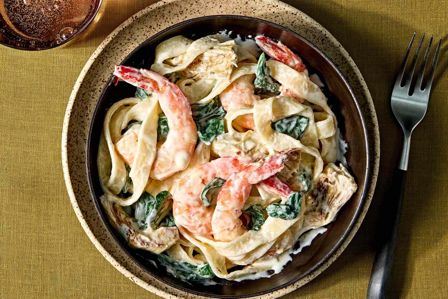 Five-Ingredient Shrimp, Spinach, and Artichoke Pasta