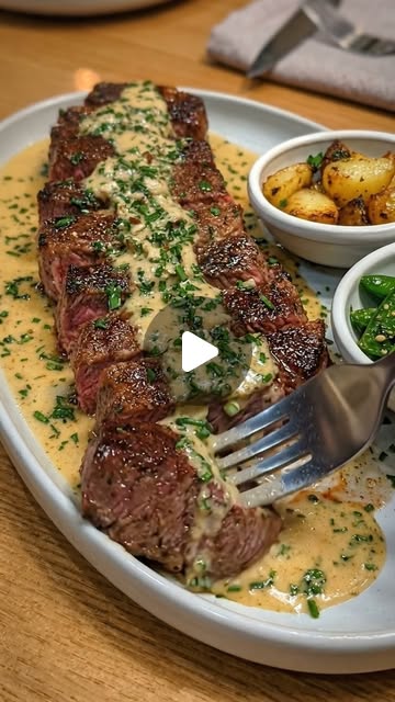 Garlic Butter Steak with Parmesan Cream Sauce