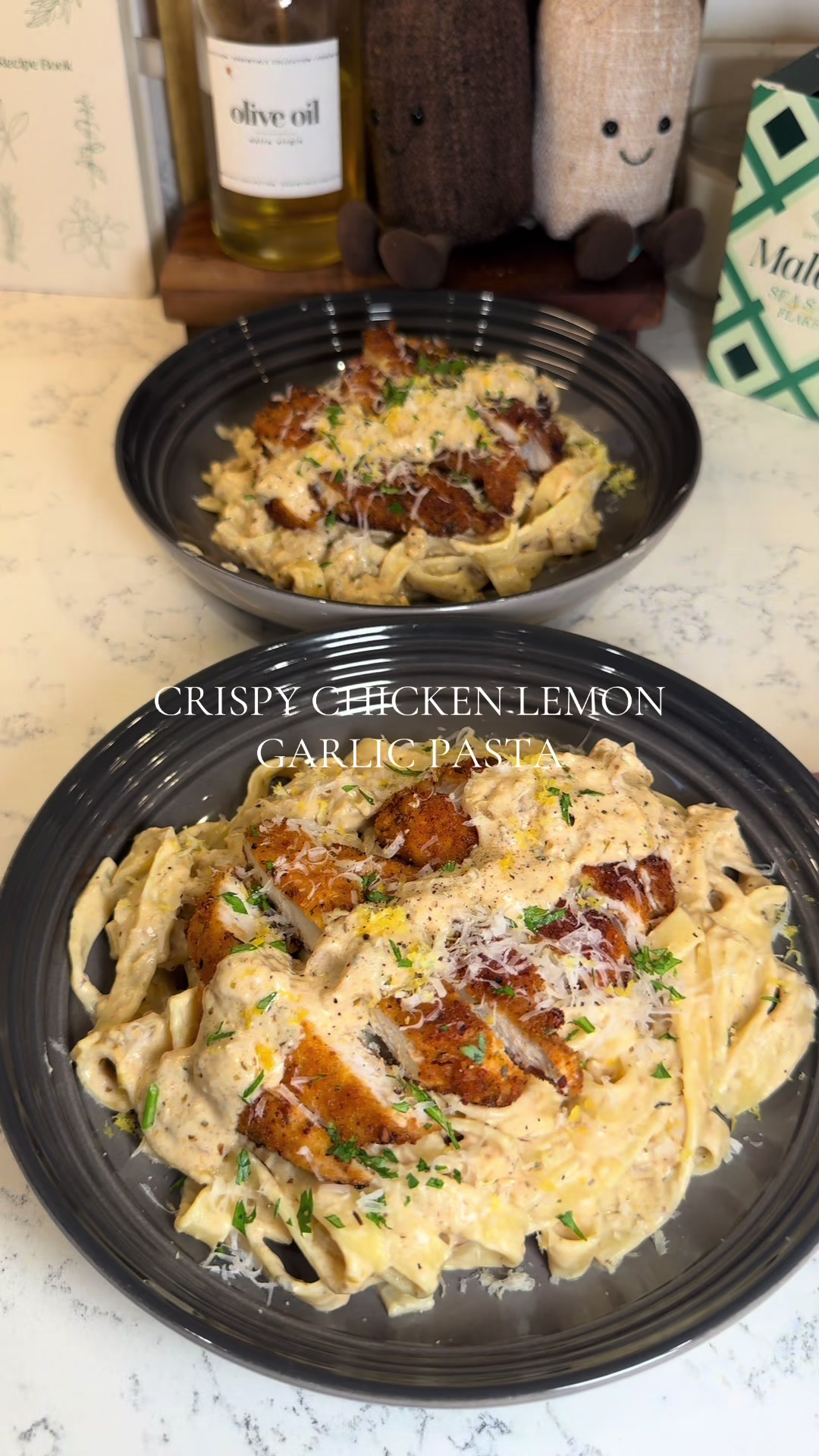 Crispy Chicken Lemon Garlic Pasta