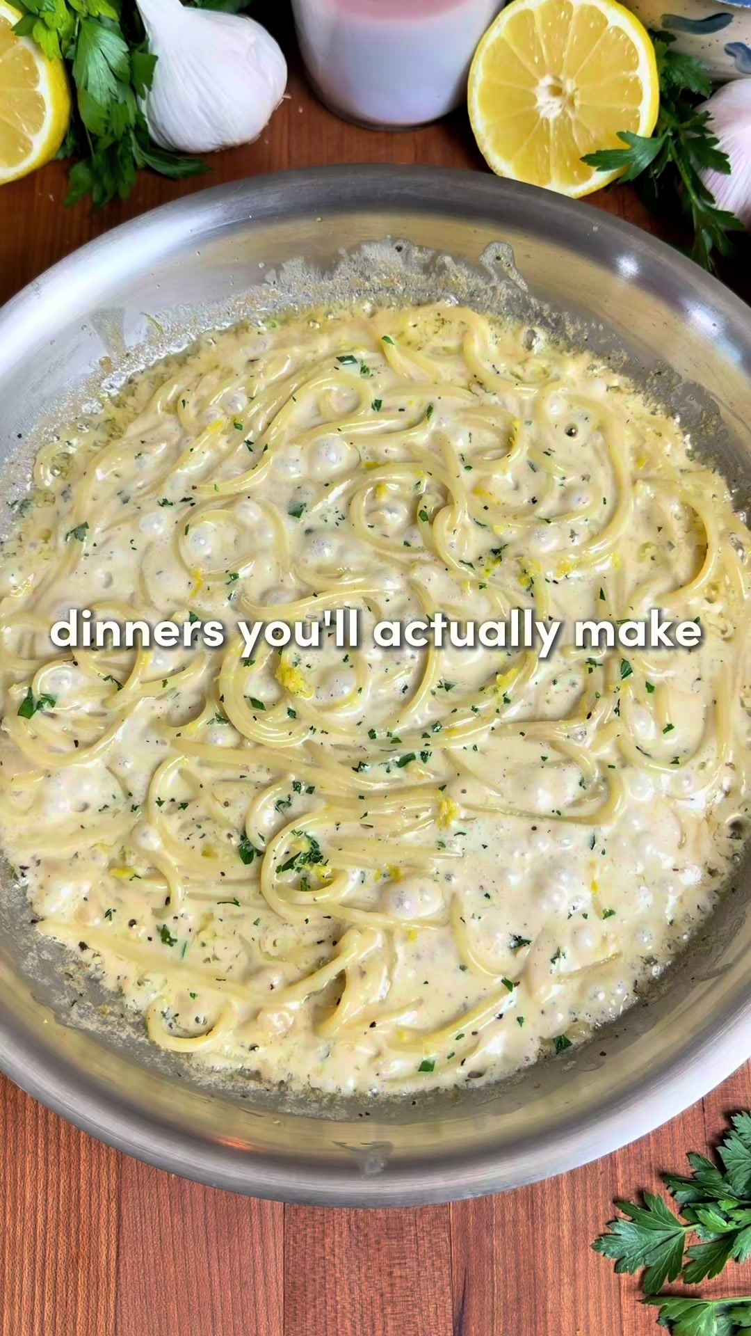 Lemon Garlic Alfredo Spaghetti