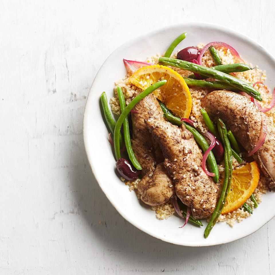 Za'atar-Roasted Chicken Tenders &amp; Vegetables with Couscous